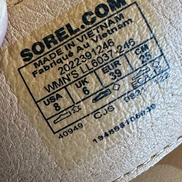 Sorel Ella II Slip-On Flip Flop Sandals Suede Leather Neutral Tan Size 8 Women's - Picture 11 of 11
